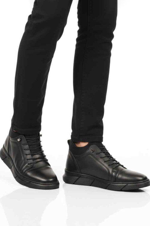 Siyah Hakiki Deri Ortopedik Erkek Casual Ayakkabı 142 M