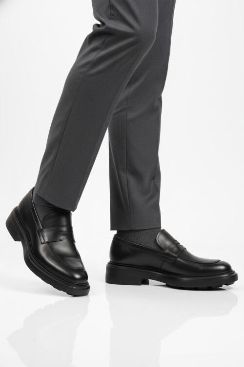 Siyah Hakiki Deri Erkek Casual Ayakkabı 3254 M