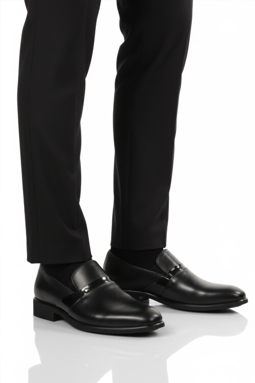 Siyah Hakiki Deri Erkek Klasik Ayakkabı 02213 M