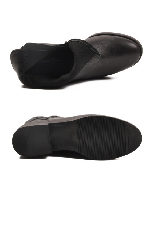 Siyah Hakiki Deri İçi Polarlı Kaymaz Kadın Bot 21893-1 Z