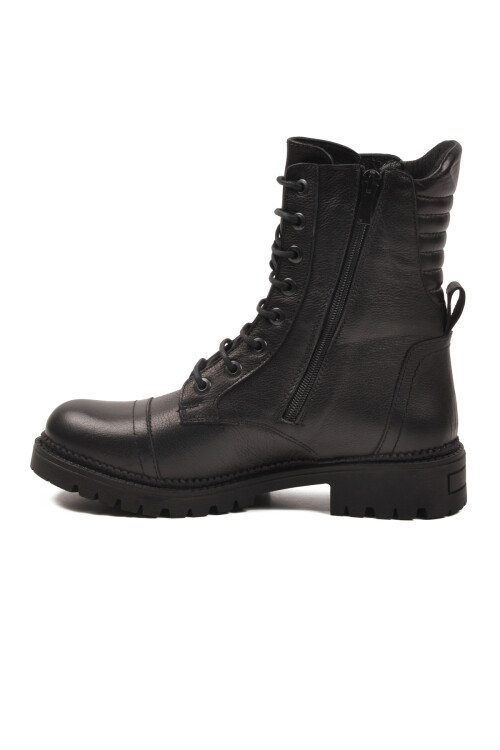 Siyah Hakiki Deri Polarlı Kaymaz Kadın Bot 52682-1 Z