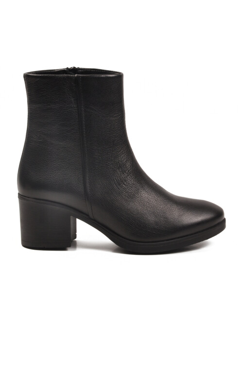 Siyah Hakiki Deri Fermuarlı Polarlı Kadın Bot 92162-1 Z