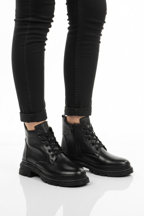 VoyagerSiyah Hakiki Deri İçi Polarlı Kadın Bot Z505 Z