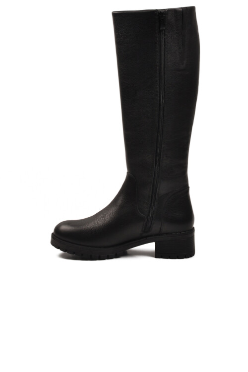 Siyah Hakiki Deri İçi Polarlı Kaymaz Kadın Çizme 26900-1 Z