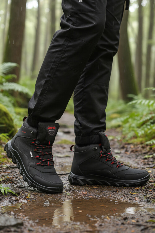 Siyah Kırmızı Su Geçirmez Kayma Taban Erkek Outdoor Bot M7200 M