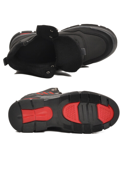 Siyah Kırmızı Kaymaz Taban Fermuarlı Unisex Outdoor Bot 444 G
