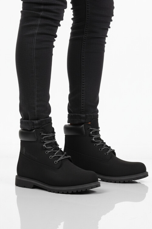 Siyah Nubuk Hakiki Deri Kaymaz Taban Unisex Bot Empresa G