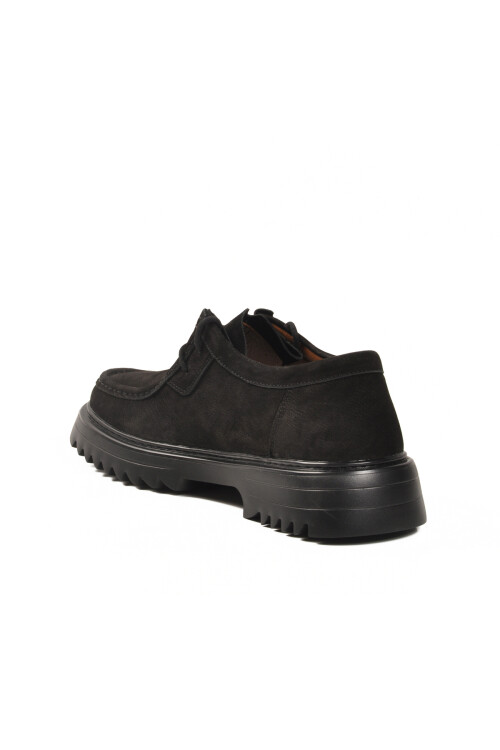 Siyah Nubuk Hakiki Deri Erkek Casual Ayakkabı 6796 M