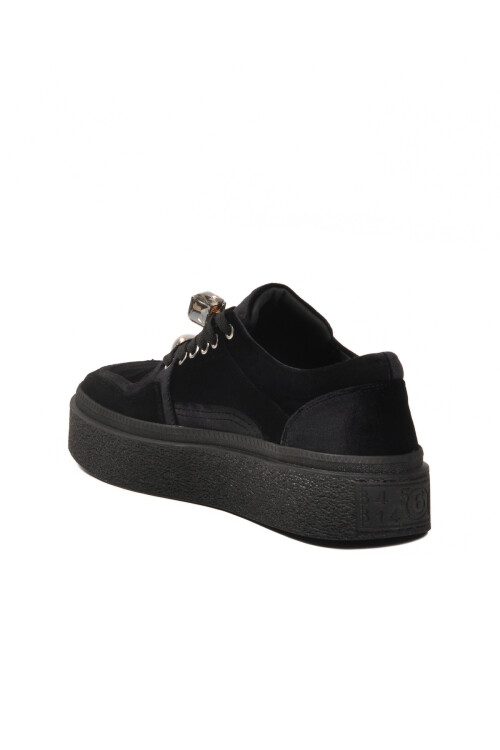 Siyah Nubuk Bağcıklı Yüksek Taban Kadın Sneaker 25K475 Z