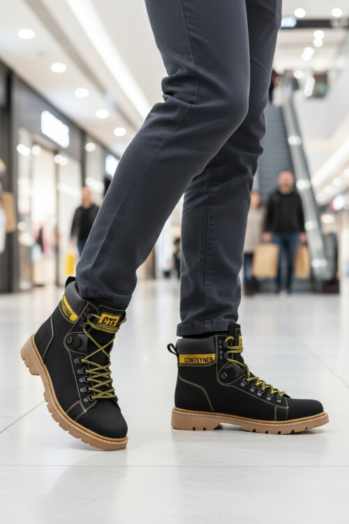 Siyah Nubuk Bağcıklı Kaymaz Taban Erkek Bot 930 M