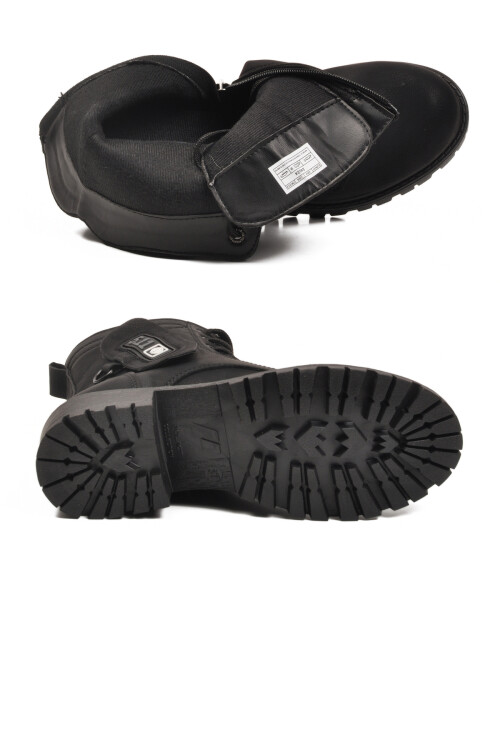 Siyah Nubuk İçi Polarlı Kaymaz Taban Fermuarlı Kadın Bot 24024 Z