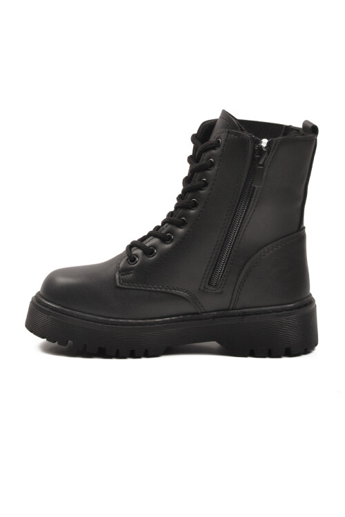 Siyah Polarlı Kaymaz Soğuğa Dirençli Deri Çocuk Bot Tuno 07 F