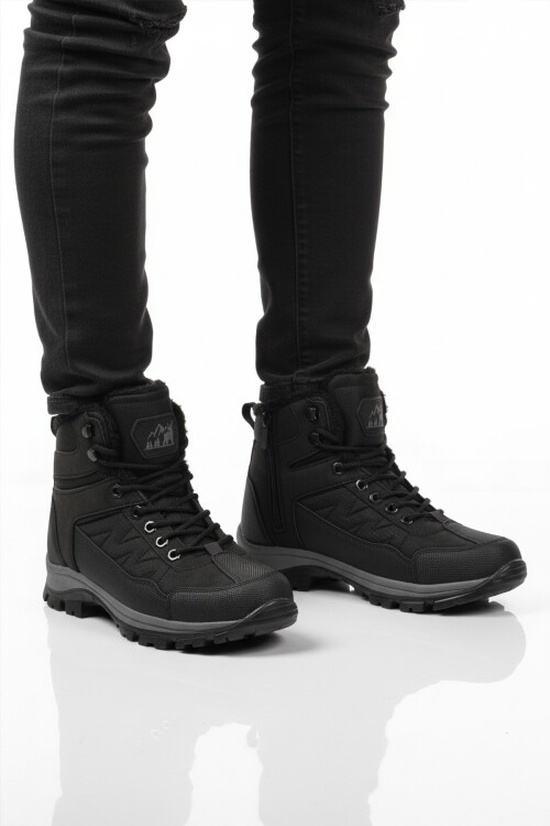 Siyah İçi Kürklü Soğuğa Dirençli Kaymaz Taban Unisex Outdoor Bot 980 G