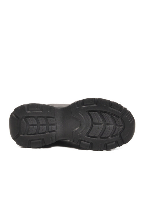 Siyah Bağcıklı Kalın Taban Hafif Kadın Sneaker 2318 G