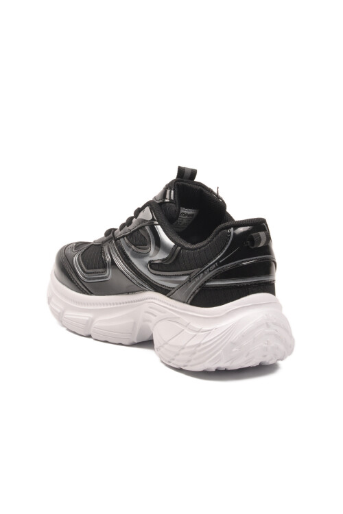 Siyah Beyaz Bağcıklı Hafif Yüksek Taban Kadın Sneaker 2376 G