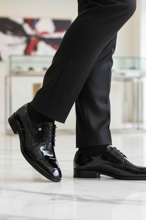 Siyah Rugan Hakiki Deri Erkek Klasik Ayakkabı 3265 M