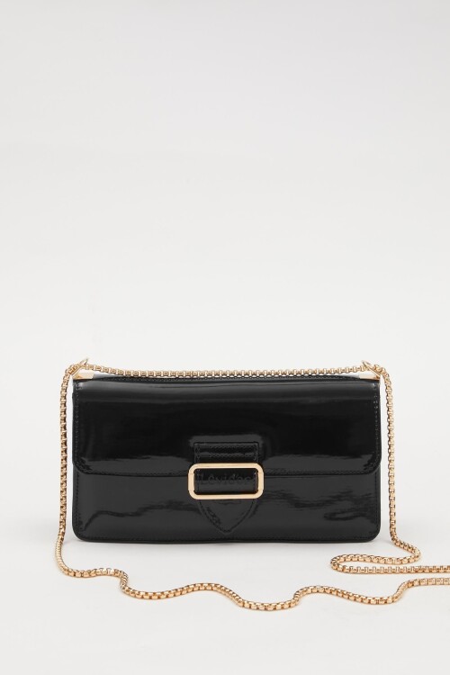 Black Patent Leather Womens Shoulder Bag 930191