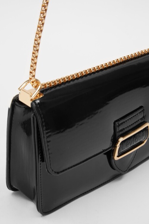 Black Patent Leather Womens Shoulder Bag 930191