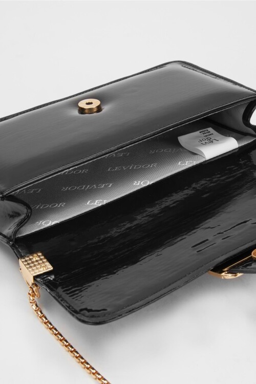 Black Patent Leather Womens Shoulder Bag 930191