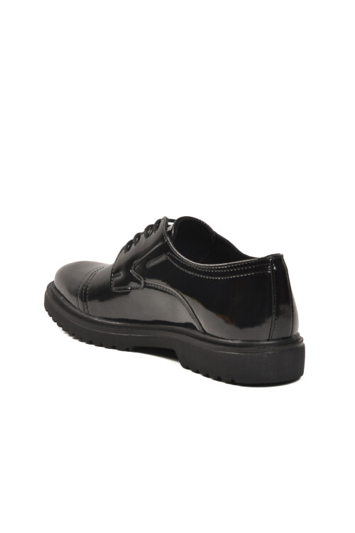 Siyah Rugan Bağcıklı Kaymaz Taban Erkek Klasik Ayakkabı 455 M