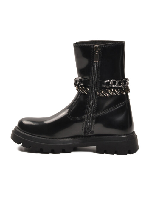 Siyah Rugan İçi Polarlı Kaymaz Kız Çocuk Çizme Duru F