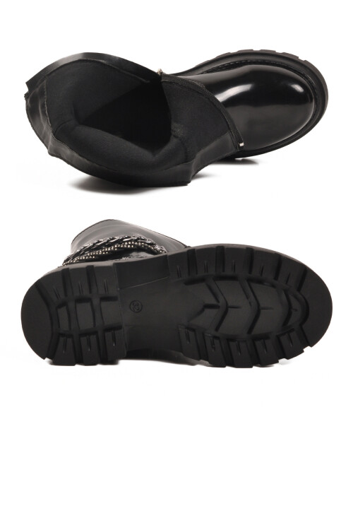 Siyah Rugan İçi Polarlı Kaymaz Kız Çocuk Çizme Duru F