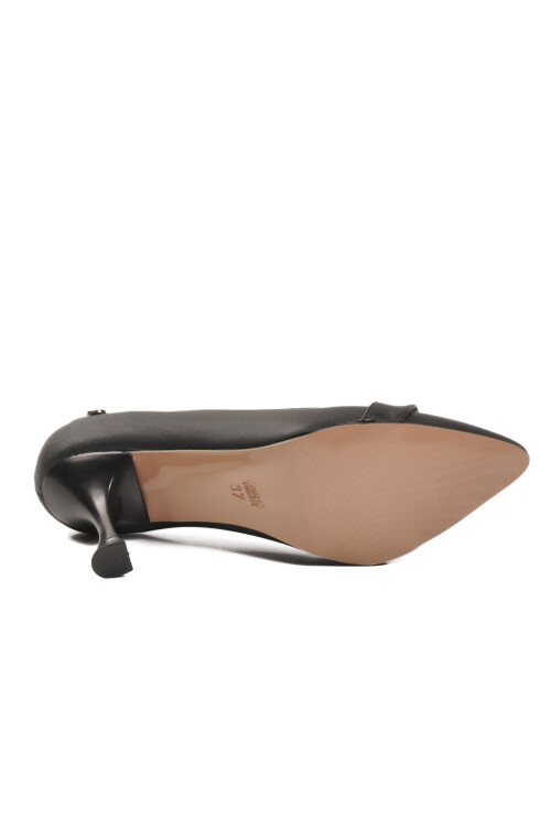 Siyah Saten İnce Topuklu Kadın Abiye Ayakkabı PC-55201 Z