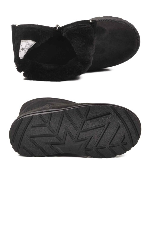 Siyah İçi Kürklü Fermuarlı Kız Çocuk Bot 2096 P