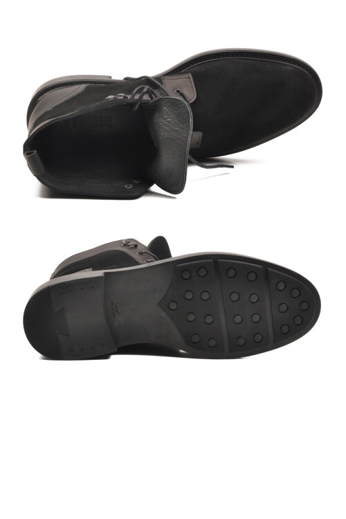 Siyah Süet Hakiki Deri Bağcıklı Erkek Bot Po 2439 M