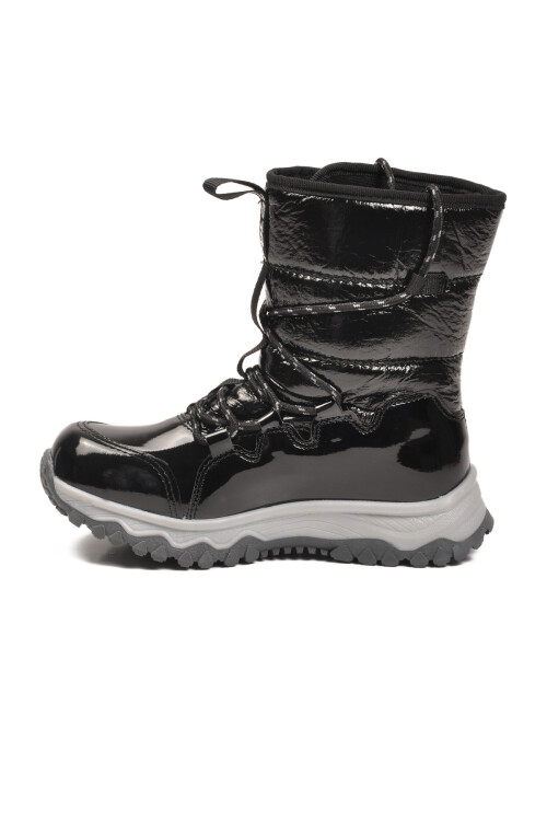 Siyah Kaymaz Taban İçi Polarlı Kız Çocuk Kar Botu 24081 F