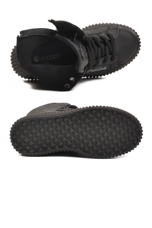 Siyah Fermuarlı İçi Polarlı Kaymaz Taban Kız Çocuk Bot Aisha F