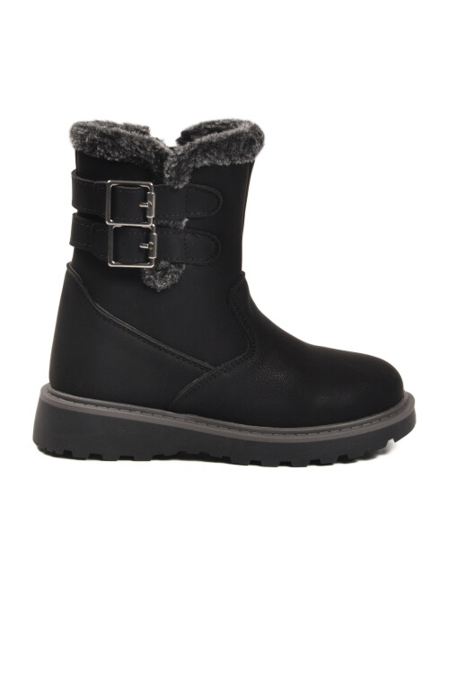 Siyah İçi Polarlı Kaymaz Kız Çocuk Bot Buckle F