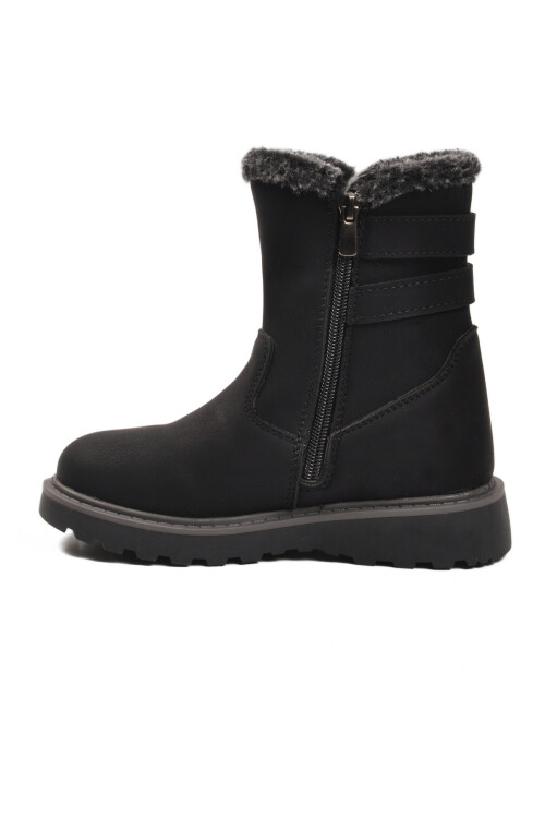 Siyah İçi Polarlı Kaymaz Kız Çocuk Bot Buckle F
