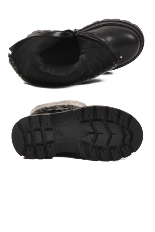 Siyah İçi Polarlı Fermuarlı Kız Çocuk Bot Evla P