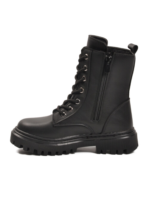 Siyah İçi Kürklü Fermuarlı Bağcıklı Kız Çocuk Bot 2002 F