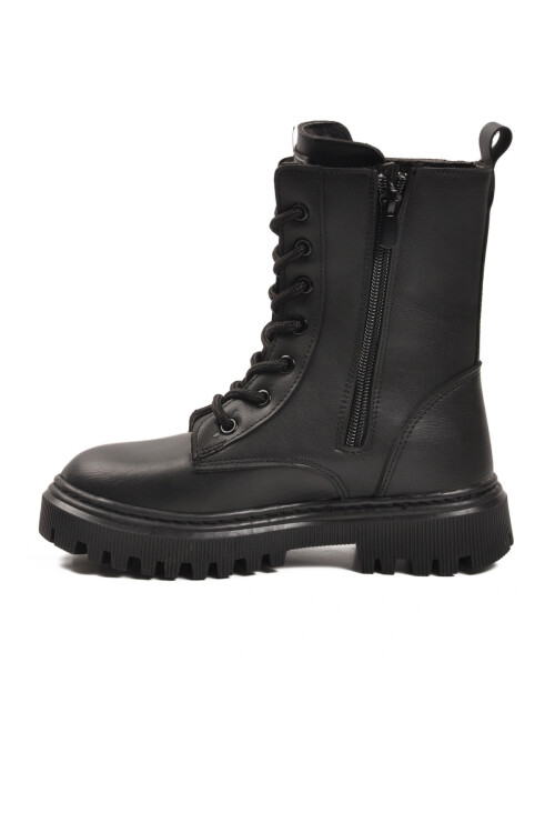 Siyah İçi Kürklü Bağcıklı Fermuarlı Kız Çocuk Bot 2005 F