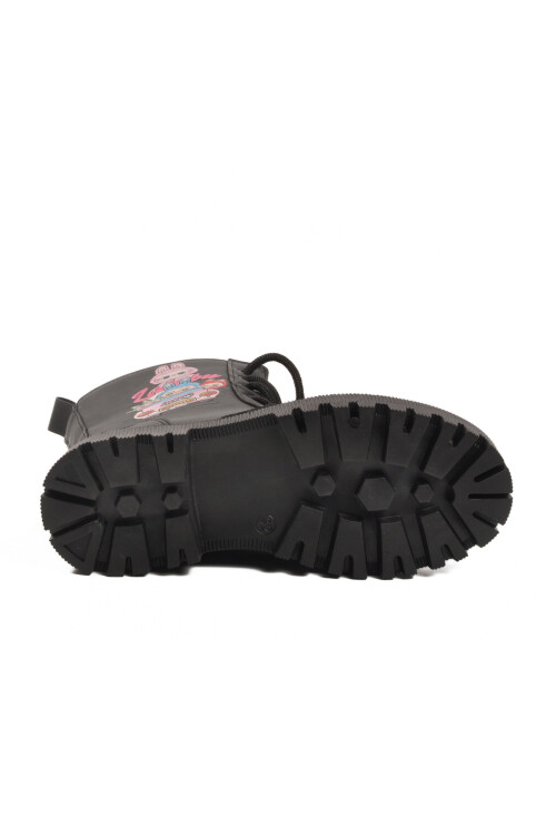 Siyah İçi Kürklü Bağcıklı Fermuarlı Kız Çocuk Bot 2005 F