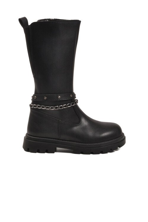 Siyah İçi Polarlı Fermuarlı Kız Çocuk Çizme Paris-26K F