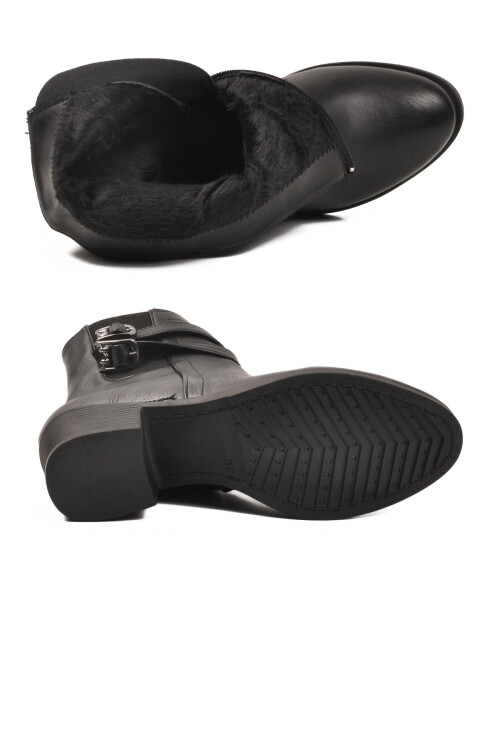 Siyah İçi Kürklü Topuklu Kadın Bot 1006 Z