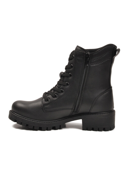 Siyah İçi Polarlı Kaymaz Taban Fermuarlı Kadın Bot 24024 Z