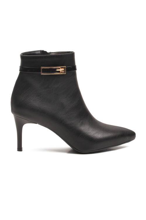 Siyah İçi Polarlı İnce Topuklu Fermuarlı Kadın Bot 2611 Z