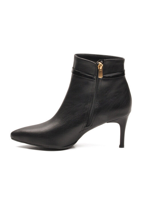 Siyah İçi Polarlı İnce Topuklu Fermuarlı Kadın Bot 2611 Z