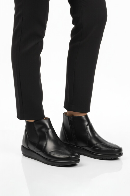 Siyah Jel Taban Anatomik Fermuarlı Kadın Bot 310 Z