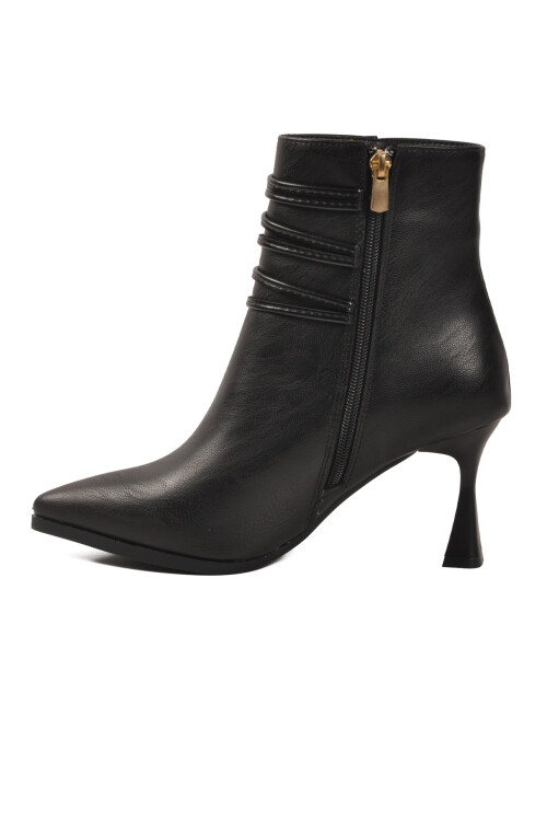 Siyah İçi Kürklü Fermuarlı Kadın Topuklu Bot 9652003 Z