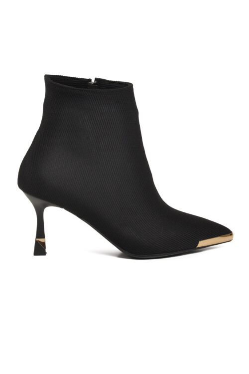 Siyah İçi Polarlı Fermuarlı Kadın Topuklu Bot 878605 Z