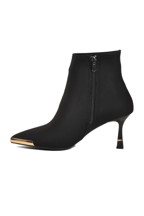 Siyah İçi Polarlı Fermuarlı Kadın Topuklu Bot 878605 Z