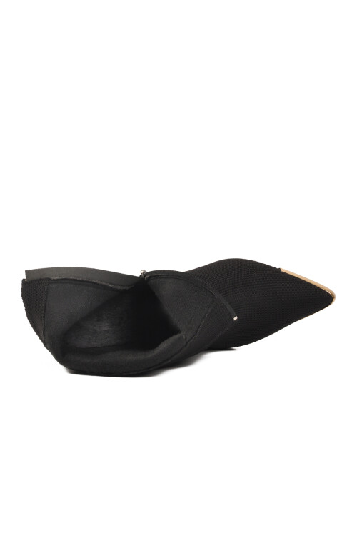 Siyah İçi Polarlı Fermuarlı Kadın Topuklu Bot 878605 Z