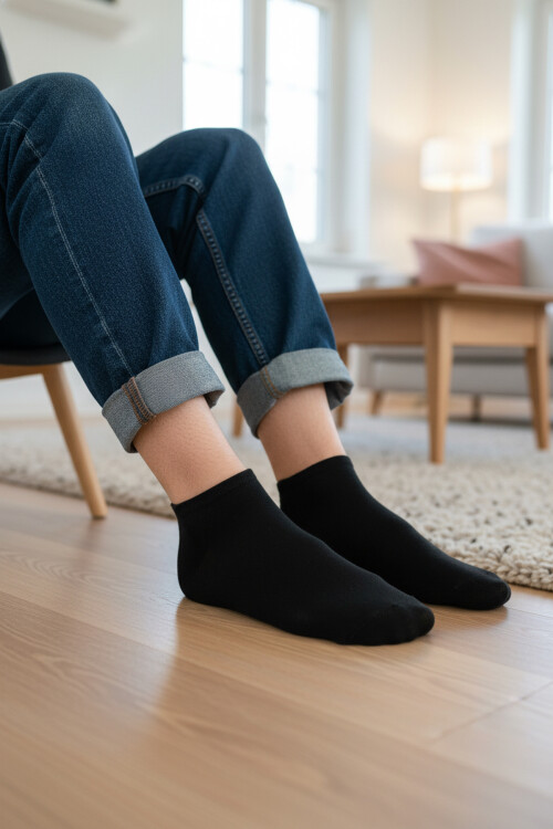 Siyah Dikişli Likralı Bambu Erkek Çorap BMB-2183