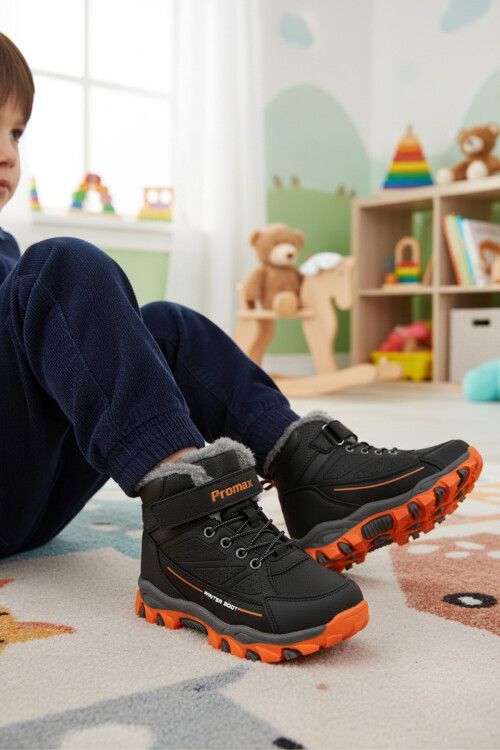 Siyah Turuncu Kürklü Kaymaz Cırtlı Erkek Çocuk Bot 2082 P