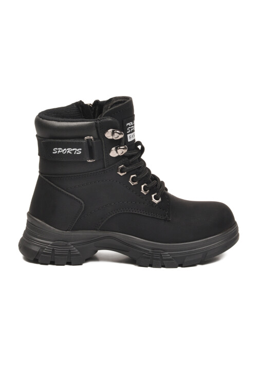 Siyah Zümrüt İçi Polarlı Kaymaz Taban Unisex Çocuk Bot 24035 F